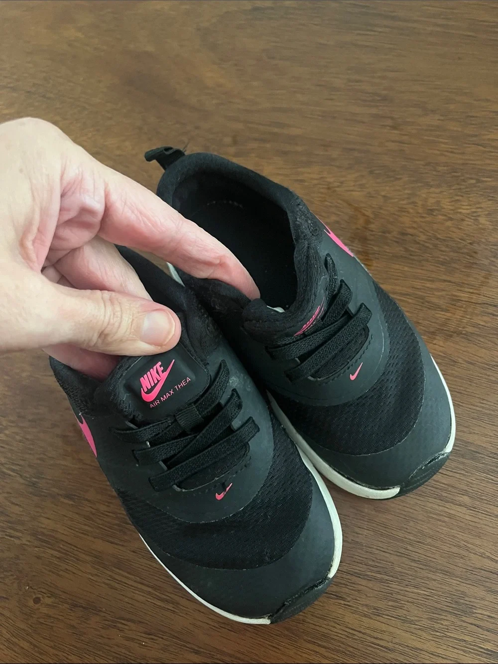 Nike Kids Black and Pink Air Max Thea Sneakers